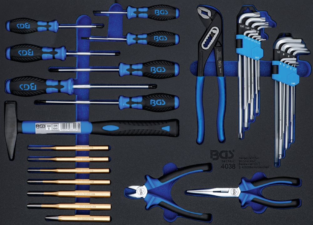 Produktbild BGS Werkstattwageneinlage 3/3 Hammer, Zangen, Schraubendreher-Satz 36 teilig