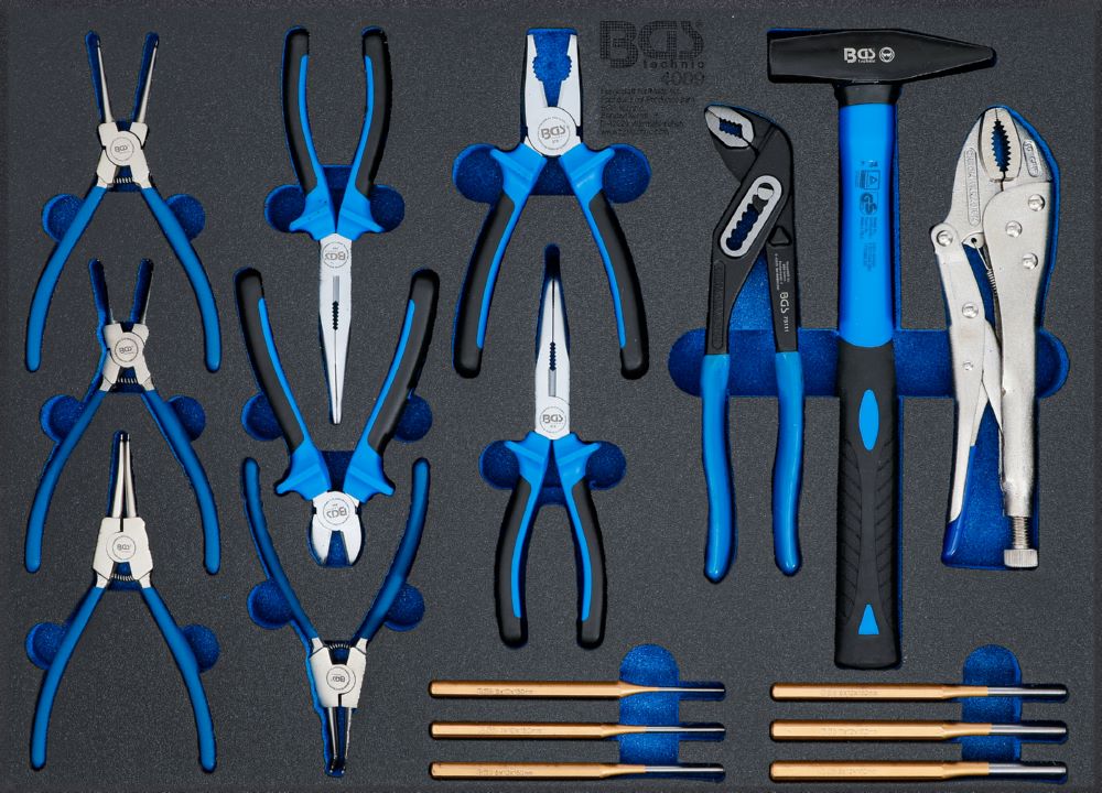 Produktbild BGS Werkstattwageneinlage 3/3 Hammer, Zangen, Splintentreiber-Satz 17 teilig