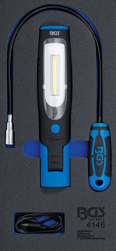Produktbild BGS Werkstattwageneinlage 1/3 Handlampe und Magnetheberlampe 3 teilig