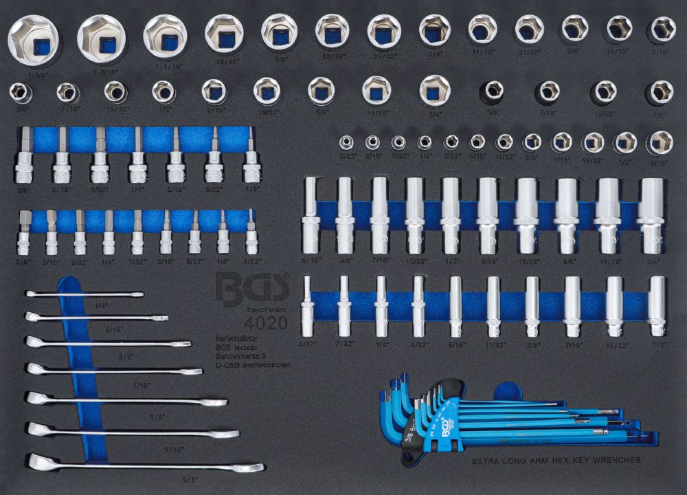 Produktbild BGS Werkstattwageneinlage 3/3 Steckschlüssel-Einsätze / Maul-Ringschlüssel 90 teilig