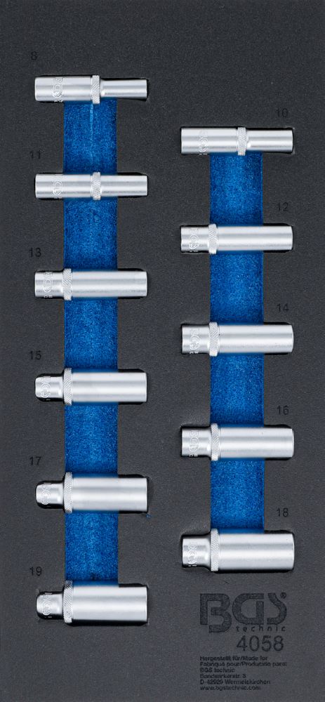 Produktbild BGS Werkstattwageneinlage 1/3 Steckschlüssel-Einsätze Sechskant 11 teilig