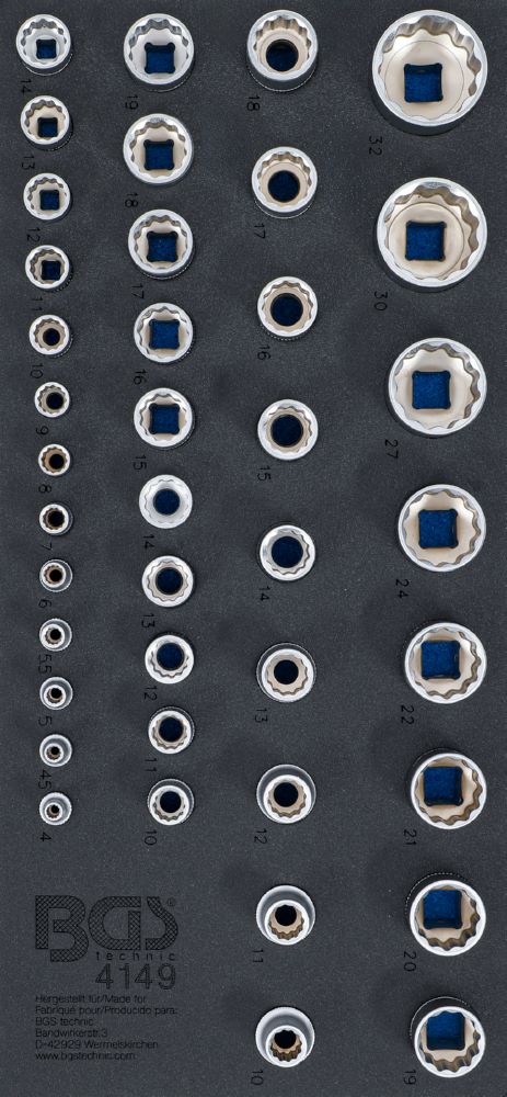 Produktbild BGS Werkstattwageneinlage 1/3 Steckschlüssel-Einsätze Zwölfkant 40 teilig