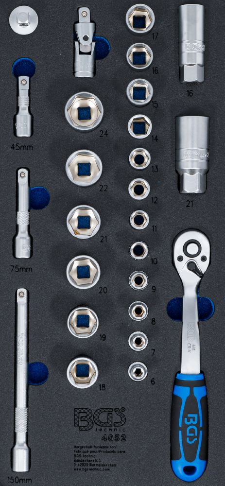 Produktbild BGS Werkstattwageneinlage 1/3 Steckschlüssel-Satz 26 teilig
