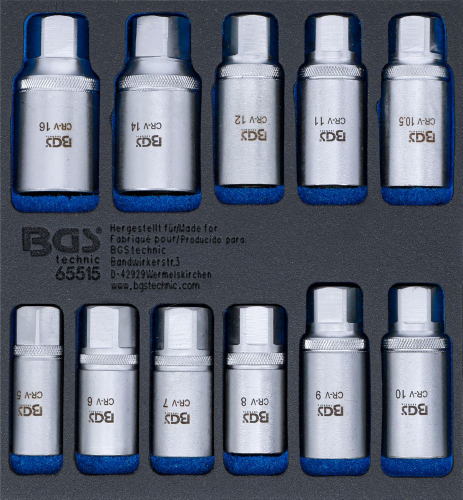 Produktbild BGS Werkstattwageneinlage 1/6 Stehbolzen Ausdreher Satz 5 - 16 mm 11 teilig