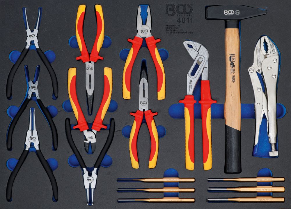 Produktbild BGS Werkstattwageneinlage 3/3 Zangen-, Splintentreiber-Satz, Hammer 17 teilig