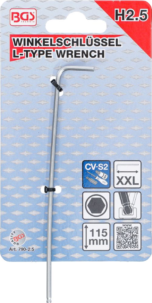 Produktbild BGS Winkelschlüssel 2,5 mm extra lang Innensechskant mit Kugelkopf bild 4