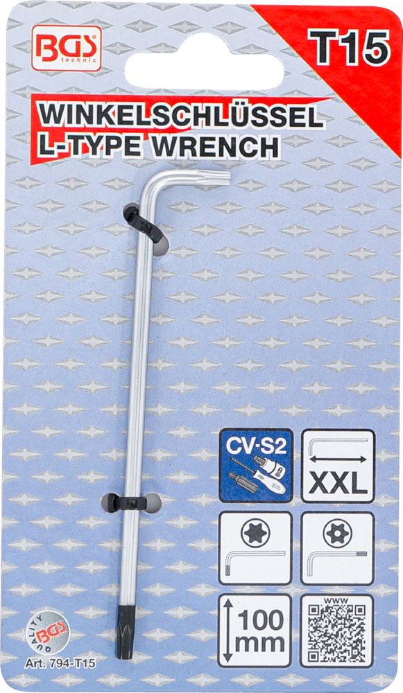 Produktbild BGS Winkelschlüssel T15 extra lang T-Profil mit/ohne Bohrung bild 3