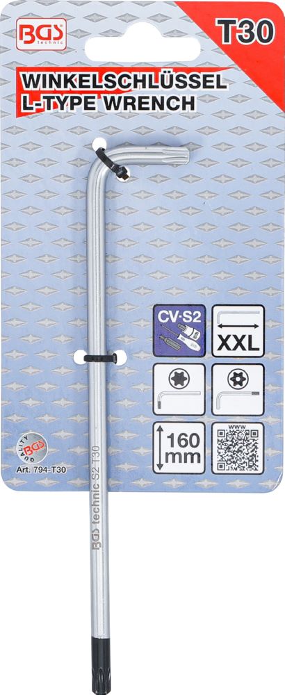 Produktbild BGS Winkelschlüssel T30 extra lang T-Profil mit/ohne Bohrung bild 4