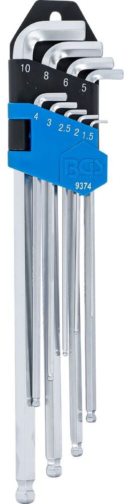 Produktbild BGS Winkelschlüssel Satz 1,5-10 mm 9 teilig Innensechskant extra lang + extra kurz bild 2
