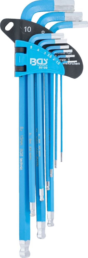 Produktbild BGS Winkelschlüssel Satz 1,5-10 mm 9 teilig extra lang Innensechskant bild 2