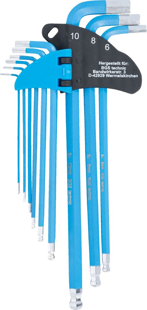 Produktbild BGS Winkelschlüssel Satz 1,5-10 mm 9 teilig extra lang Innensechskant bild 3
