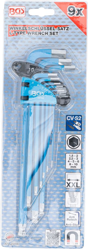 Produktbild BGS Winkelschlüssel Satz 1,5-10 mm 9 teilig extra lang Innensechskant bild 7