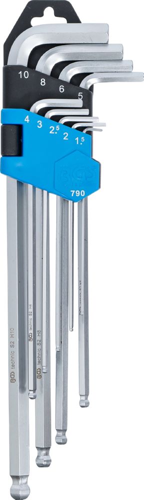 Produktbild BGS Winkelschlüssel Satz 1,5 - 10 mm extra lang sechskant mit Kugelkopf 9 teilig bild 2