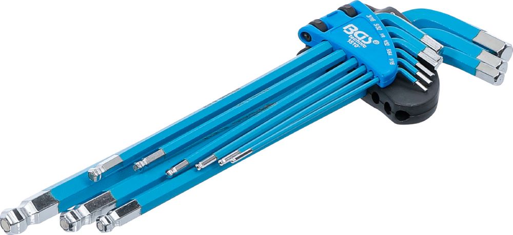 Produktbild BGS Winkelschlüssel Satz 9 teilig extra lang Innensechskant Zollgrößen