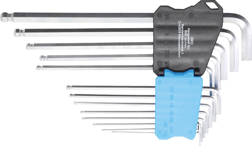 Produktbild BGS Winkelschlüssel Satz 0,05 Zoll - 3/8 Zoll 13 teilig extra lang Innensechskant bild 2