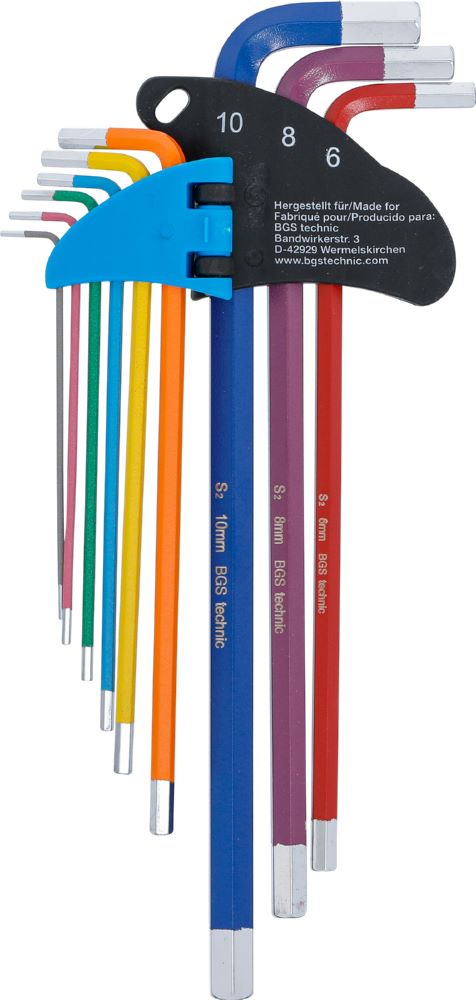 Produktbild BGS Winkelschlüssel Satz 1,5-10 mm 9 teilig extra lang Innensechskant Multicolour bild 3