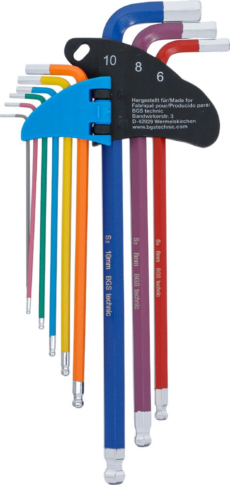 Produktbild BGS Winkelschlüssel Satz 1,5-10 mm 9 teilig extra lang Innensechskant bild 3