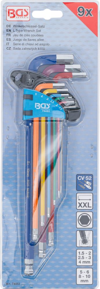 Produktbild BGS Winkelschlüssel Satz 1,5-10 mm 9 teilig extra lang Innensechskant bild 4