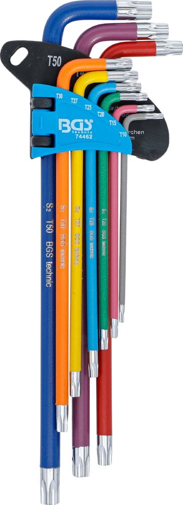Produktbild BGS Winkelschlüssel Satz T10-T50 9 teilig Multicolour extra lang mit Bohrung bild 2