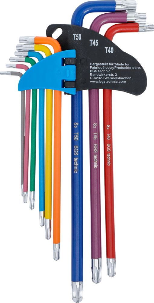 Produktbild BGS Winkelschlüssel Satz T10-T50 9 teilg extra lang T-Profil für Torx bild 3