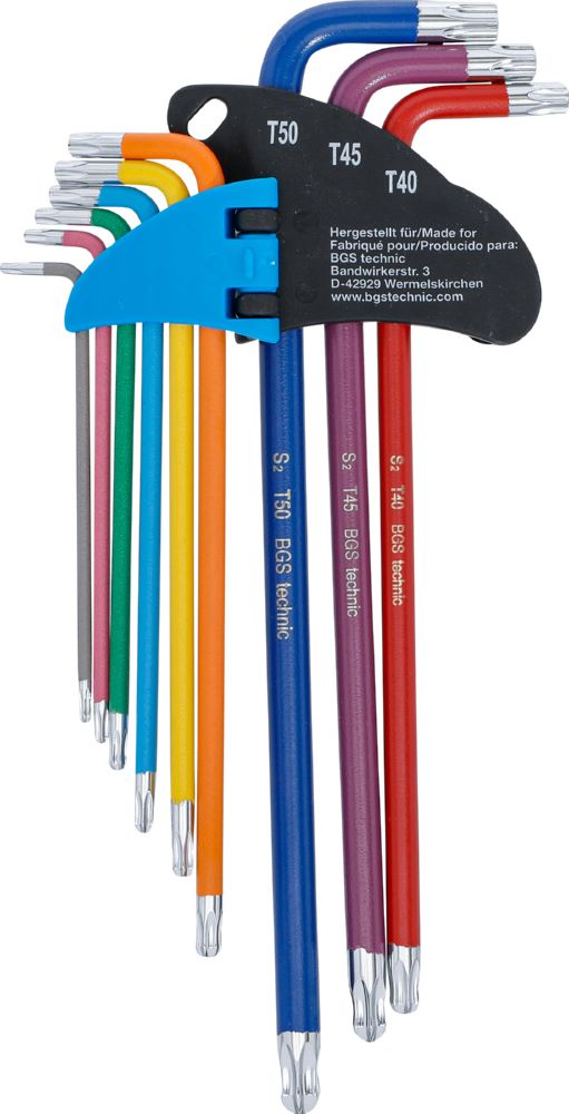 Produktbild BGS Winkelschlüssel-Satz T10-T50 9 teilig extra lang Multicolour bild 3
