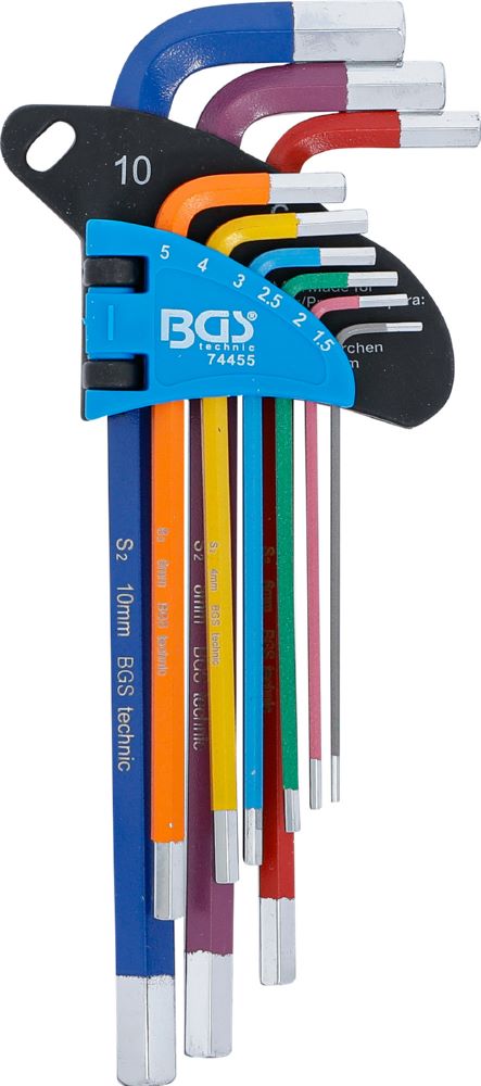 Produktbild BGS Winkelschlüssel Satz Innensechskant 1,5 - 10 mm 9 teilig Multicolour bild 2