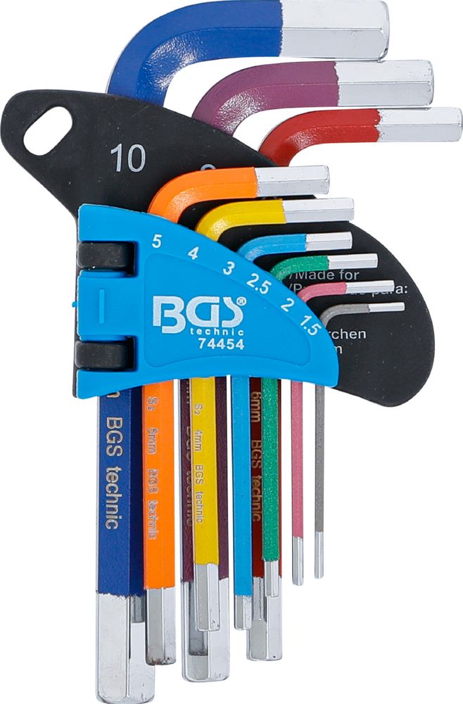 Produktbild BGS Winkelschlüssel Satz 1,5 - 10 mm 9 teilig Multicolour kurz Innensechskant bild 2