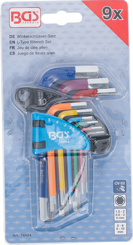 Produktbild BGS Winkelschlüssel Satz 1,5 - 10 mm 9 teilig Multicolour kurz Innensechskant bild 4