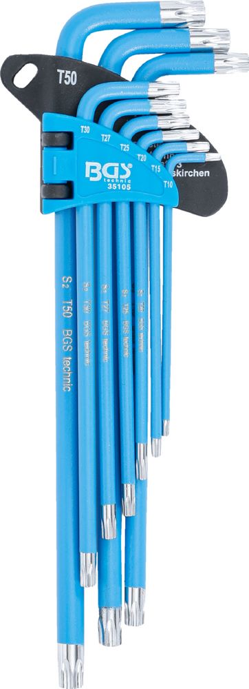 Produktbild BGS Winkelschlüssel Satz T10 - T50 9 teilig T-Profil für Torx mit Bohrung bild 2