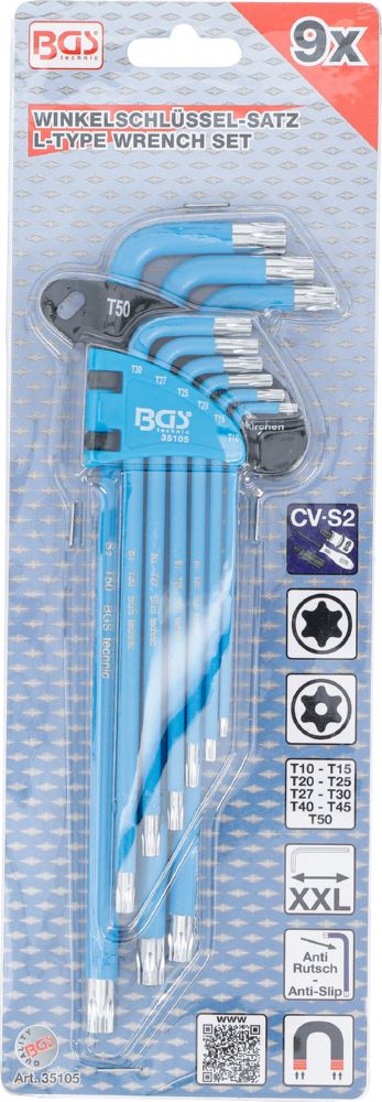Produktbild BGS Winkelschlüssel Satz T10 - T50 9 teilig T-Profil für Torx mit Bohrung bild 4