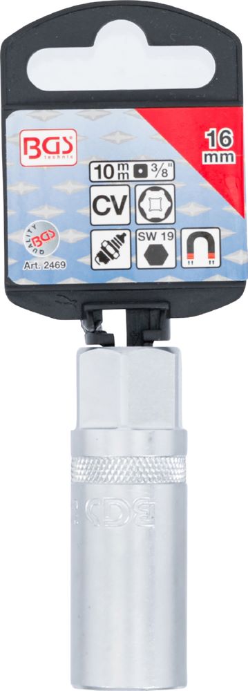 Produktbild BGS Zündkerzen Einsatz Magnet Sechskant Antrieb Innenvierkant 10 mm 3/8 Zoll 16 mm bild 4