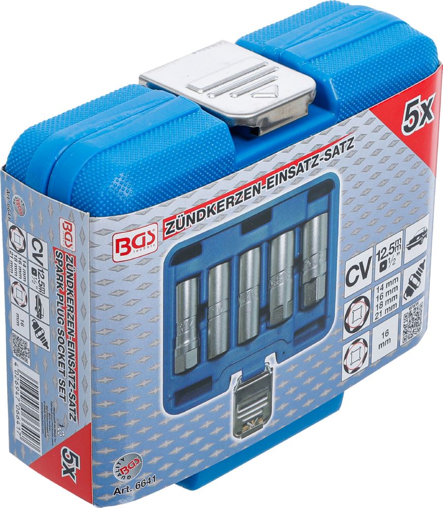 Produktbild BGS Zündkerzen Einsatz Satz Sechskant Antrieb Innenvierkant 12,5 mm 14 mm 5 teilig bild 6