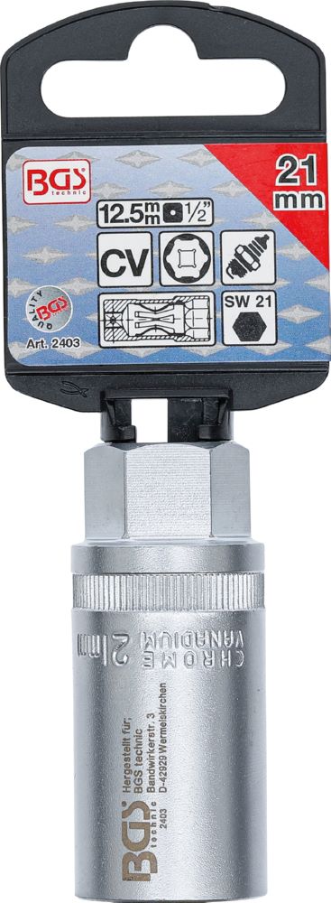 Produktbild BGS Zündkerzen Einsatz Sechskant Antrieb Innenvierkant 12,5 mm 1/2 Zoll 21 mm bild 3