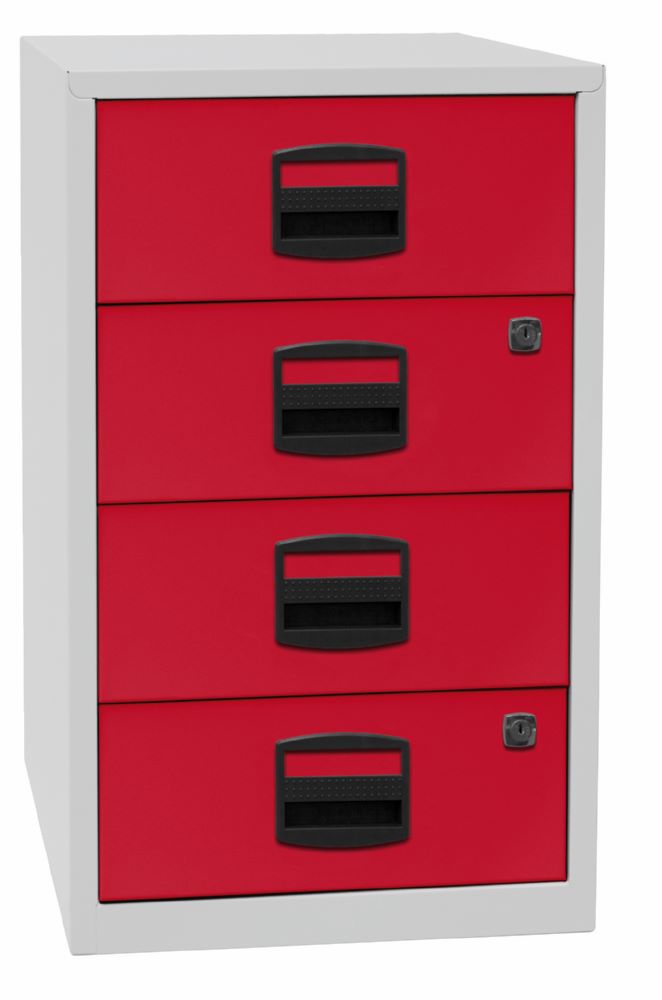 Produktbild Bisley Home Beistellschrank 4 Universalschubladen 672 x 413 x 400 mm lichtgrau rot bild 2