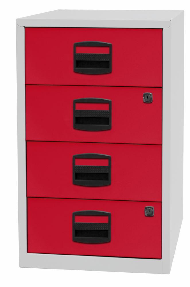 Produktbild Bisley Home Beistellschrank 4 Universalschubladen 672 x 413 x 400 mm lichtgrau rot bild 3