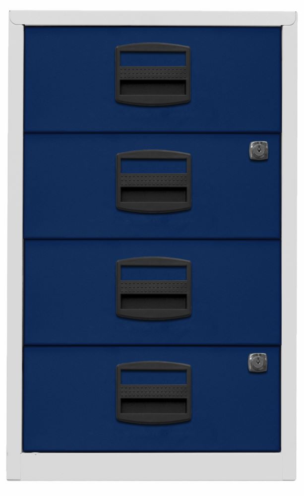 Produktbild Bisley Home Beistellschrank 4 Universalschubladen 672 x 413 x 400 mm lichtgrau blau