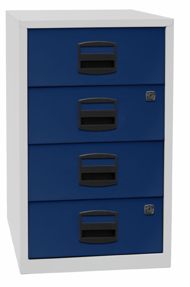 Produktbild Bisley Home Beistellschrank 4 Universalschubladen 672 x 413 x 400 mm lichtgrau blau bild 2