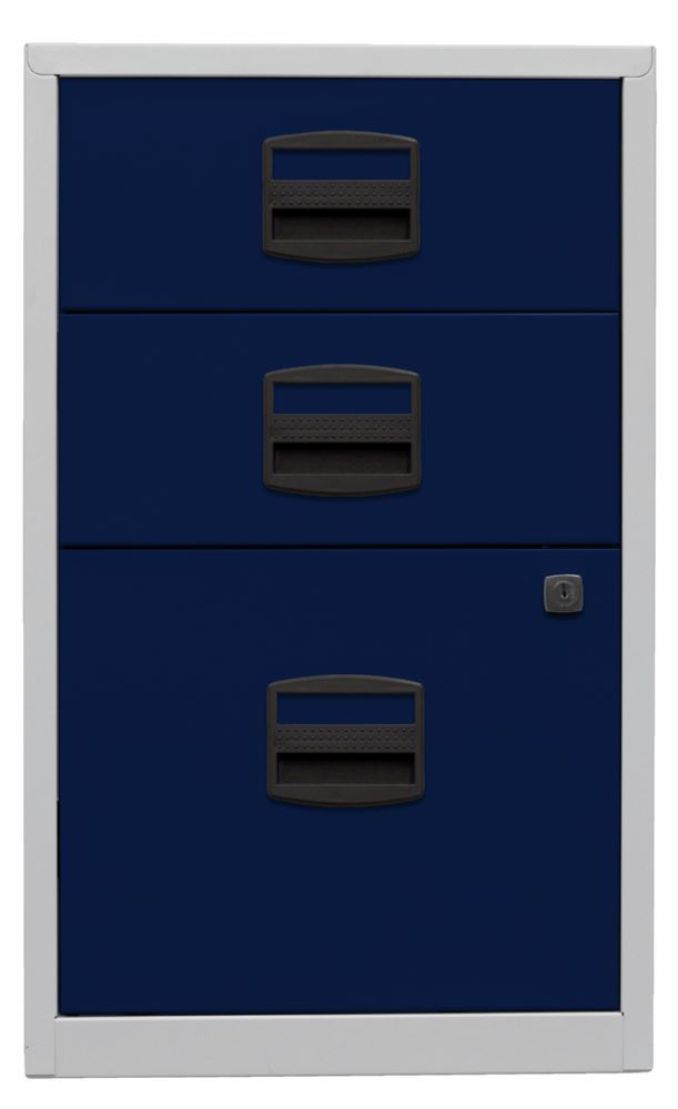 Produktbild Bisley Home Beistellschrank PFA T 400 mm 3 Schubladen lichtgrau oxfordblau bild 1