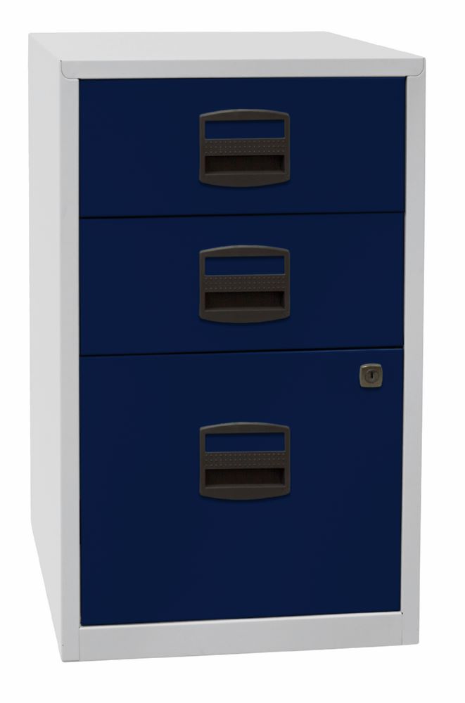 Produktbild Bisley Home Beistellschrank PFA T 400 mm 3 Schubladen lichtgrau oxfordblau bild 2