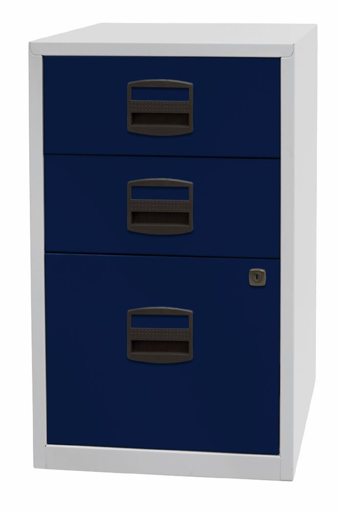 Produktbild Bisley Home Beistellschrank PFA T 400 mm 3 Schubladen lichtgrau oxfordblau bild 3