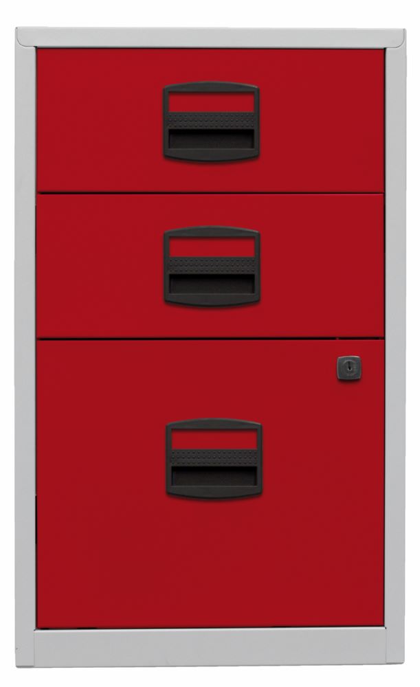 Produktbild Bisley Home Beistellschrank PFA mit Schubladen 413 x 672 x 400 mm lichtgrau kardinalrot