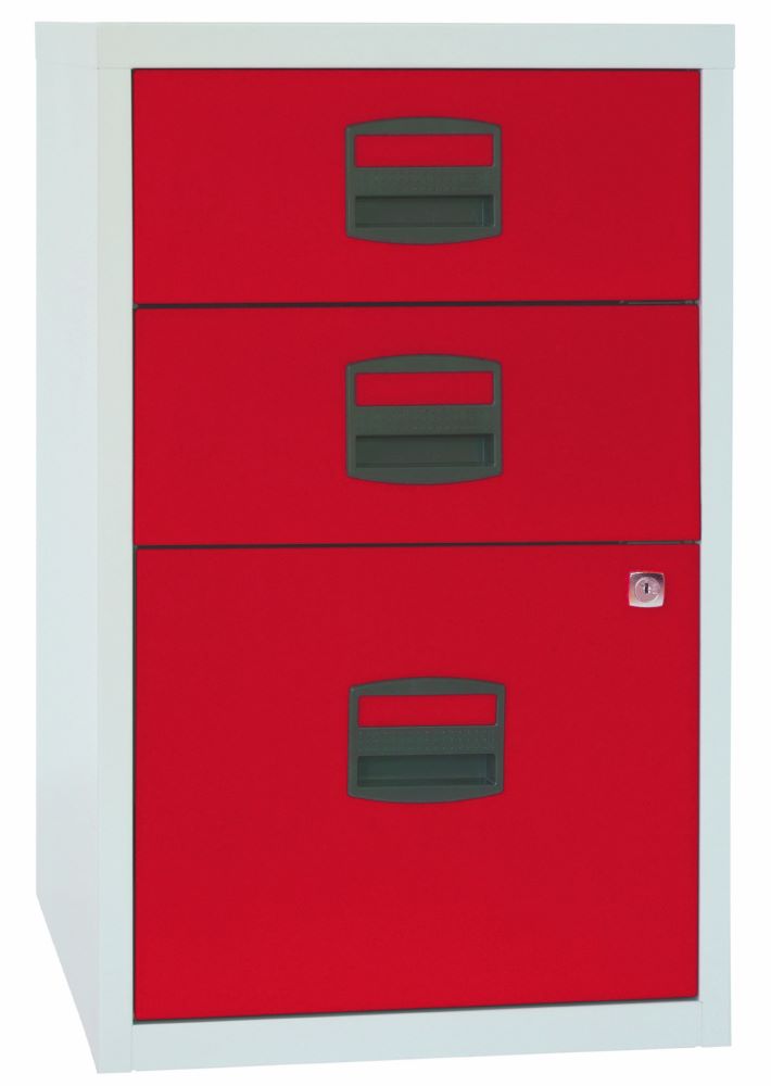 Produktbild Bisley Home Beistellschrank PFA mit Schubladen 413 x 672 x 400 mm lichtgrau kardinalrot bild 2