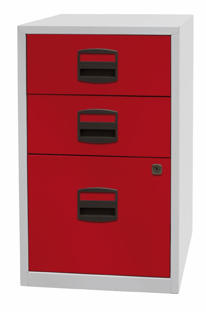 Produktbild Bisley Home Beistellschrank PFA mit Schubladen 413 x 672 x 400 mm lichtgrau kardinalrot bild 3