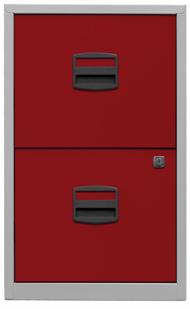 Produktbild Bisley Home Hängeregistraturschrank PFA 2 Schubladen H 672 mm lichtgrau kardinalrot