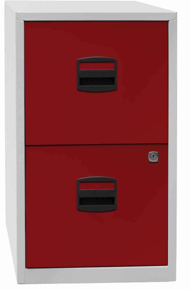 Produktbild Bisley Home Hängeregistraturschrank PFA 2 Schubladen H 672 mm lichtgrau kardinalrot bild 2