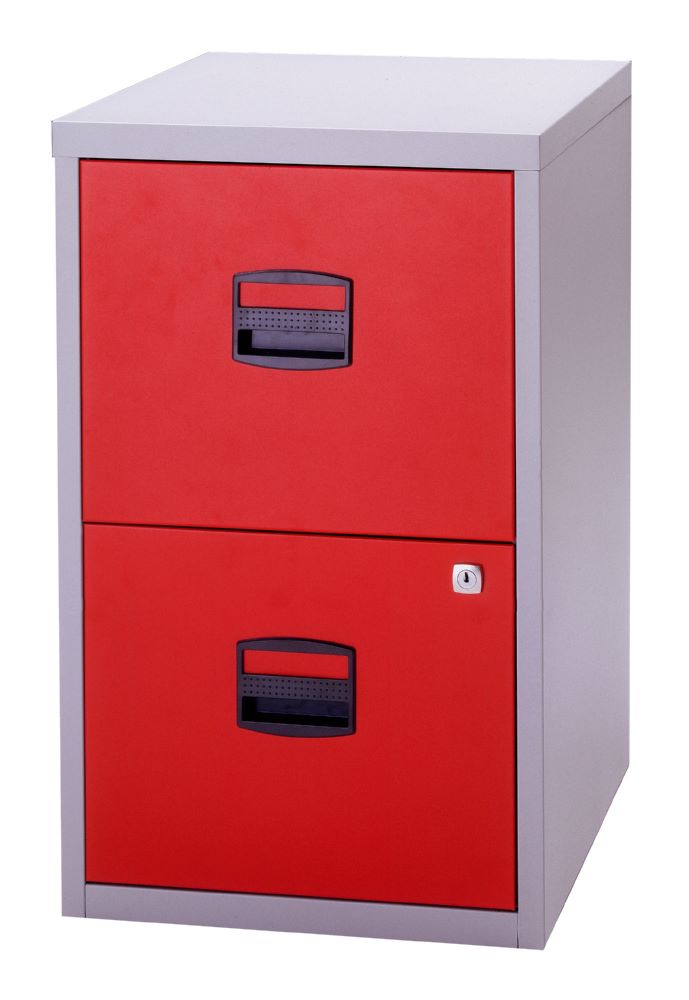 Produktbild Bisley Home Hängeregistraturschrank PFA 2 Schubladen H 672 mm lichtgrau kardinalrot bild 3