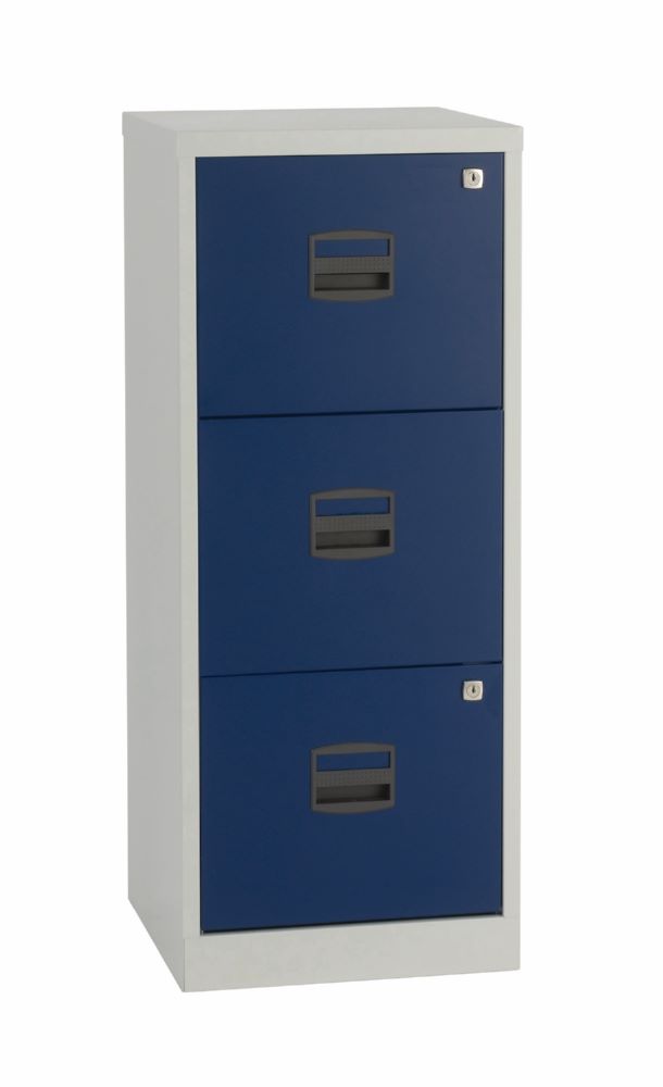 Produktbild Bisley Home Hängeregistraturschrank PFA 3 Schubladen H 1015 mm lichtgrau mit oxfordblau bild 2