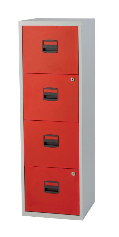Produktbild Bisley Home Hängeregistraturschrank 4 Schubladen H 1321 mm lichtgrau kardinalrot bild 3