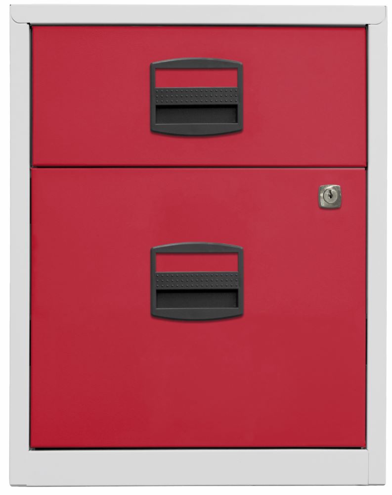 Produktbild Bisley Home mobiler Beistellschrank 2 Schubladen H 528 mm grau rot