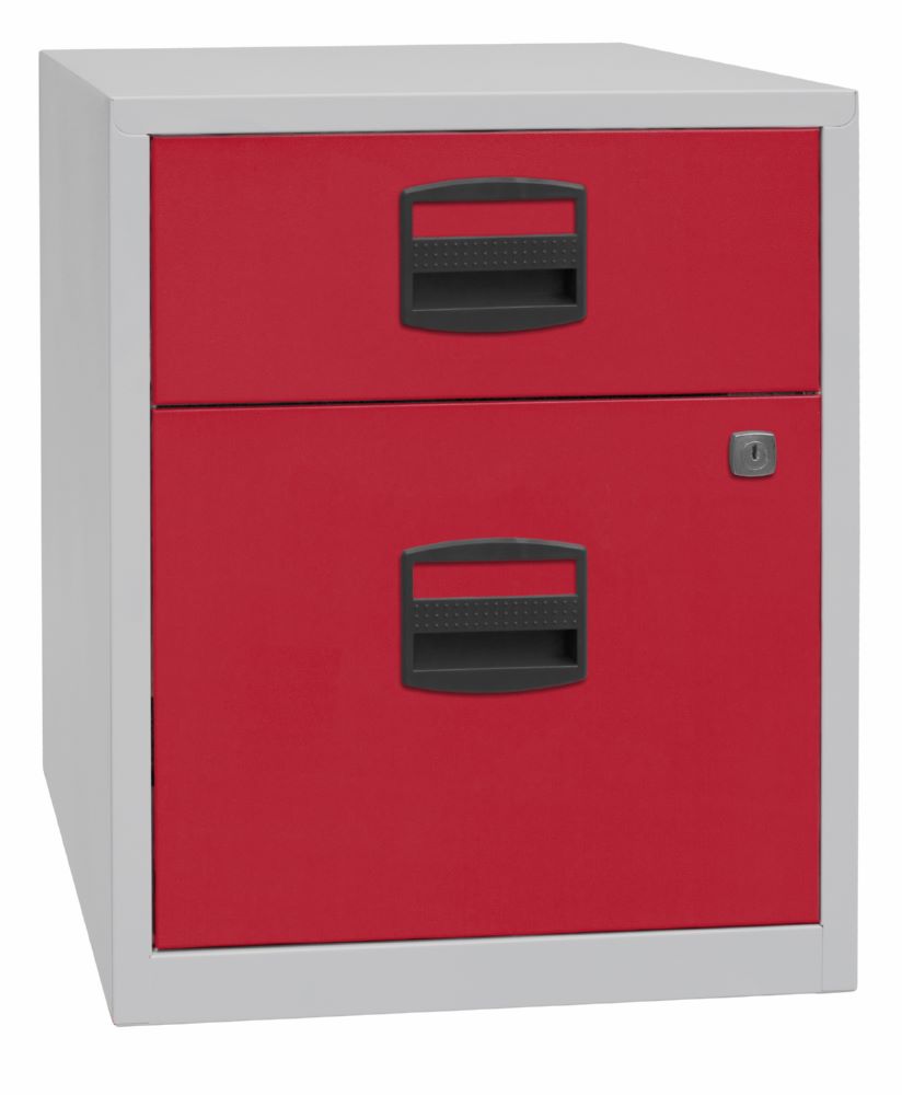 Produktbild Bisley Home mobiler Beistellschrank 2 Schubladen H 528 mm grau rot bild 2